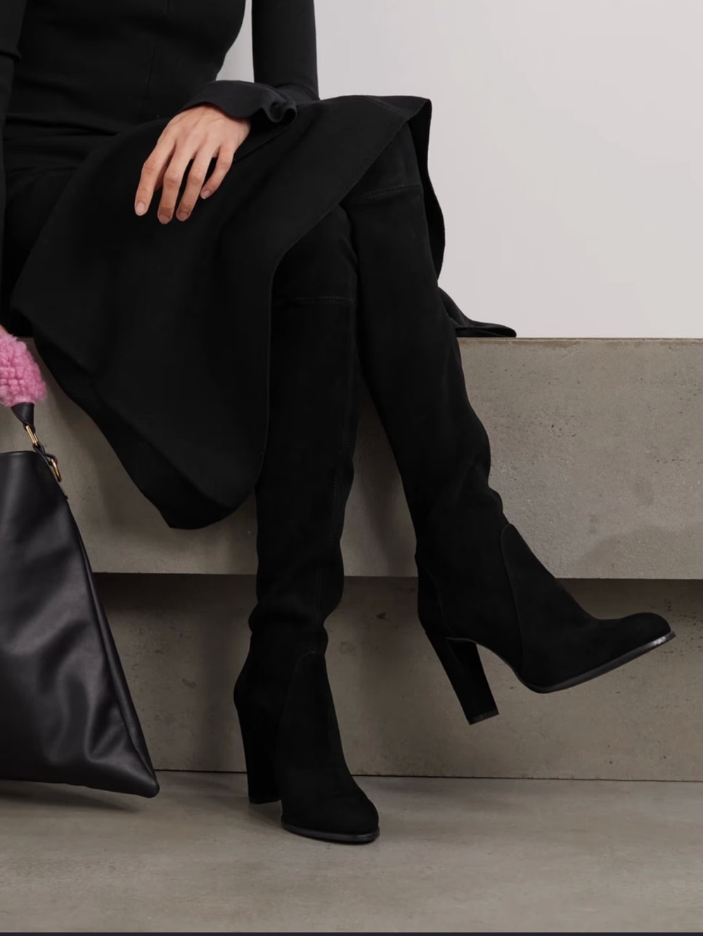 RARE Black suede 5050 3.5” block heel Over-the-Knee Boots - new, limited release